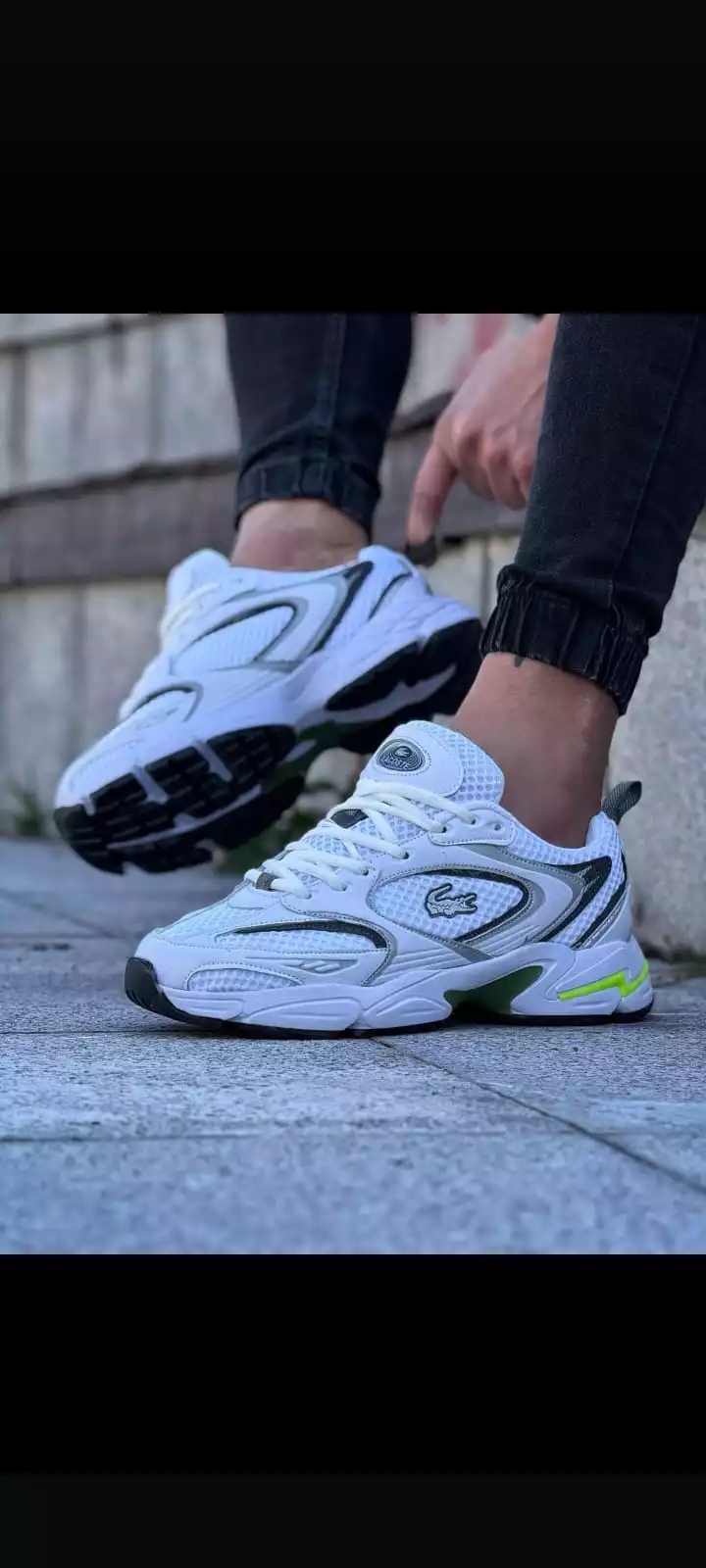 LACOSTE STORM 96 BEYAZ YEŞİL FOSFOR SARI ERKEK SPOR AYAKKABI