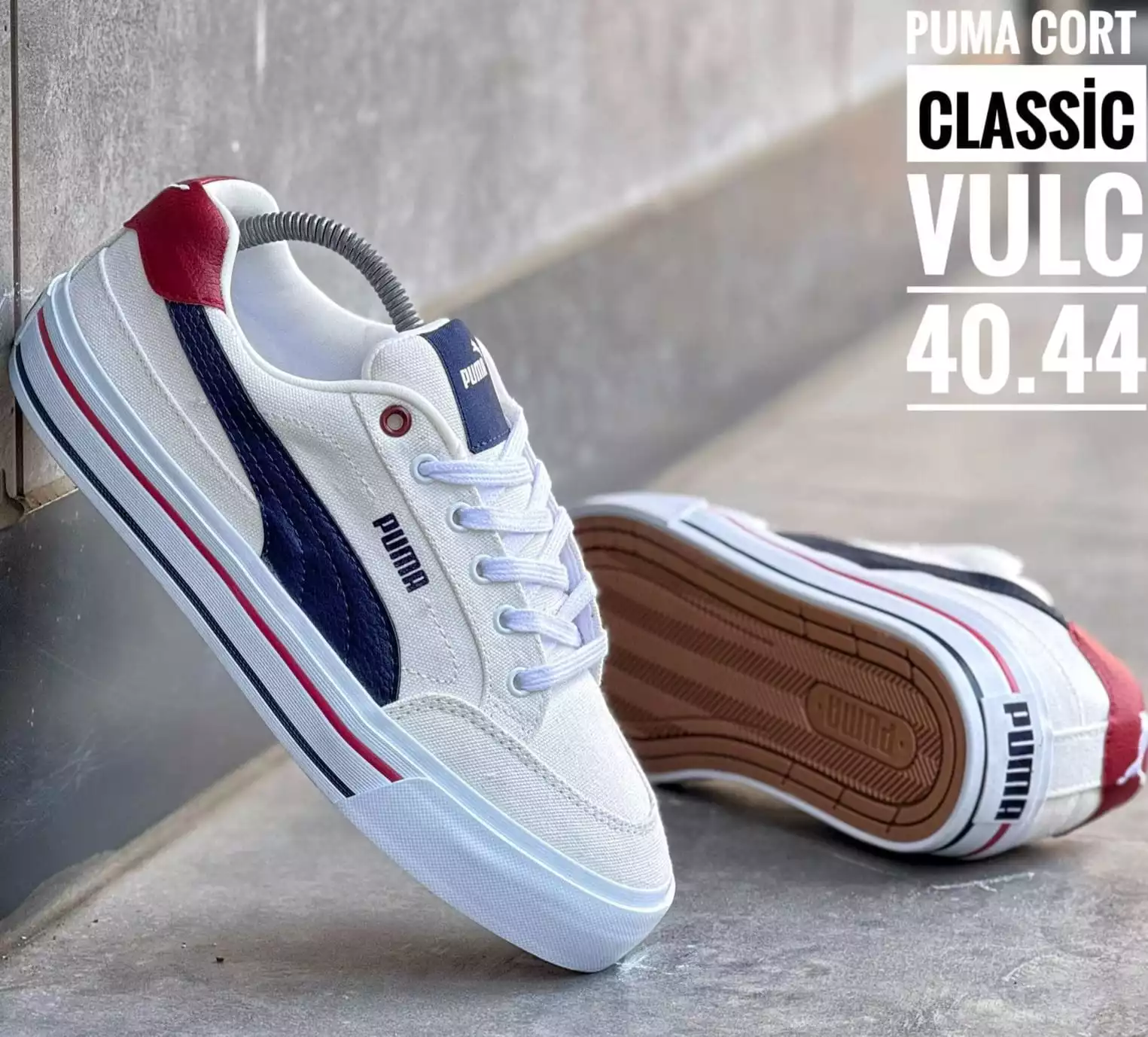 PUMA COURT BEJ BEYAZ KIRMIZI ERKEK SPOR AYAKKABI
