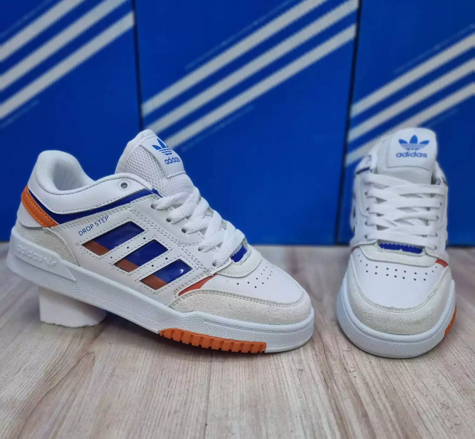 ADİDAS DROP STEP BEYAZ MAVİ TURUNCU KADIN  SPOR AYAKKABI