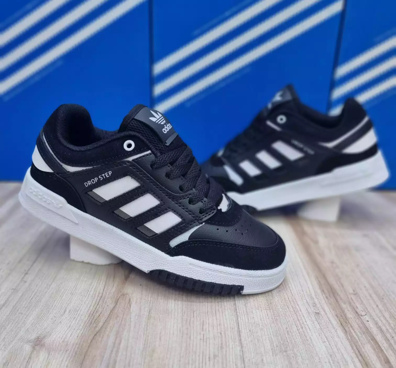 ADİDAS DROP STEP SİYAH BEYAZ KADIN  SPOR AYAKKABI