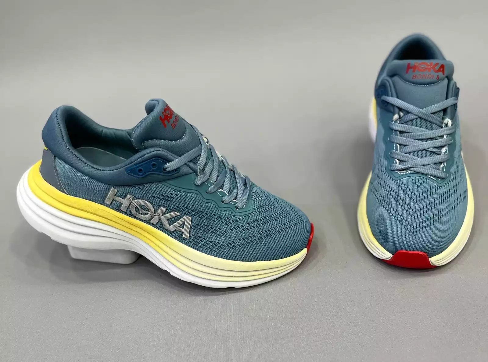 HOKA MAVİ SARI BEYAZ KADIN SPOR AYAKKABI