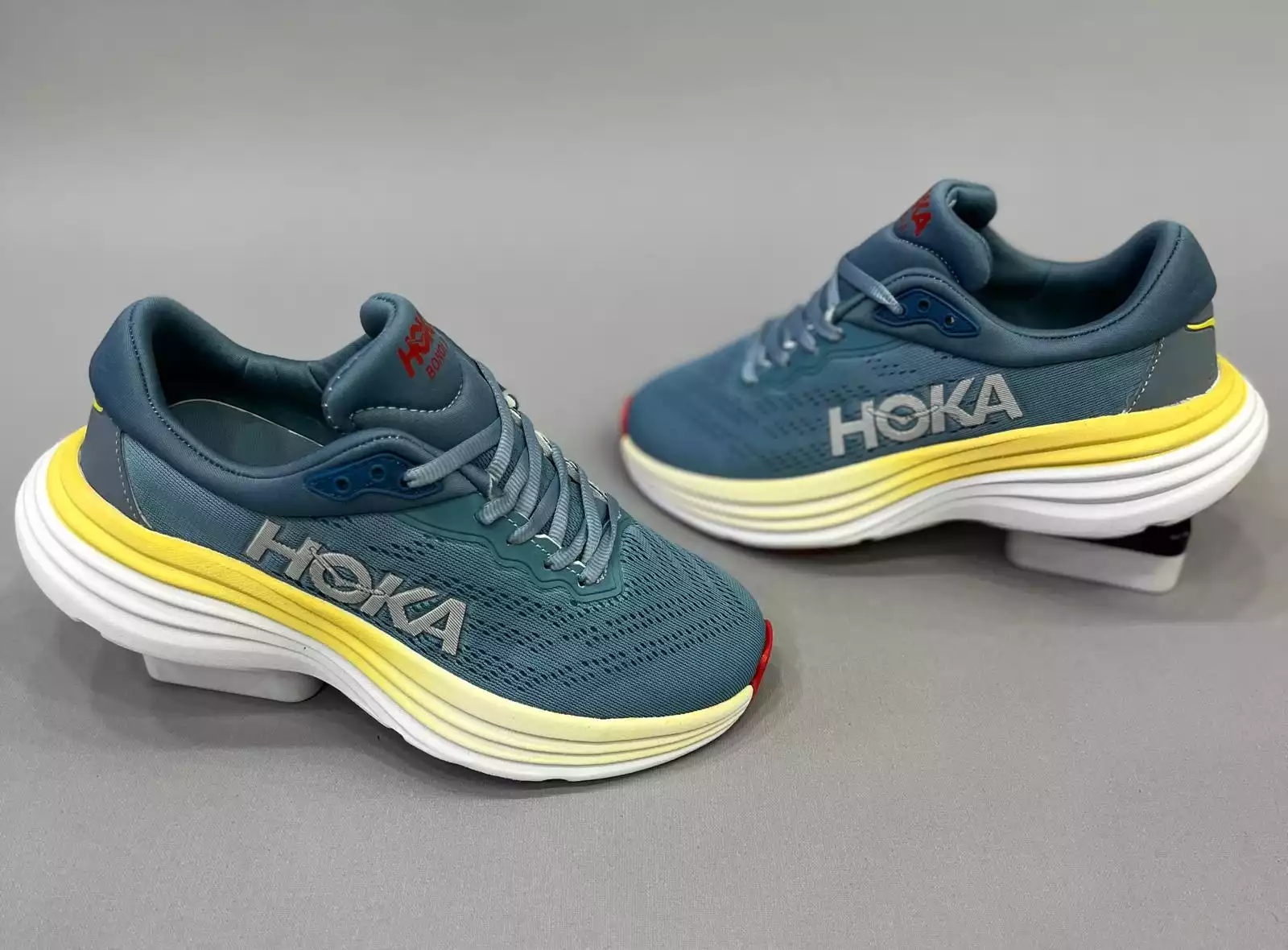 HOKA MAVİ SARI BEYAZ KADIN SPOR AYAKKABI