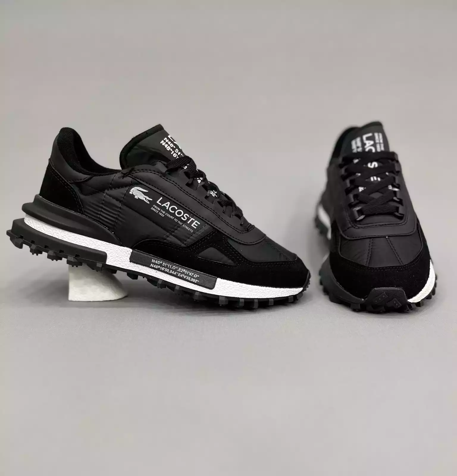LACOSTE ELİTE ACTİVE SİYAH BEYAZ ERKEK SPOR AYAKKABI