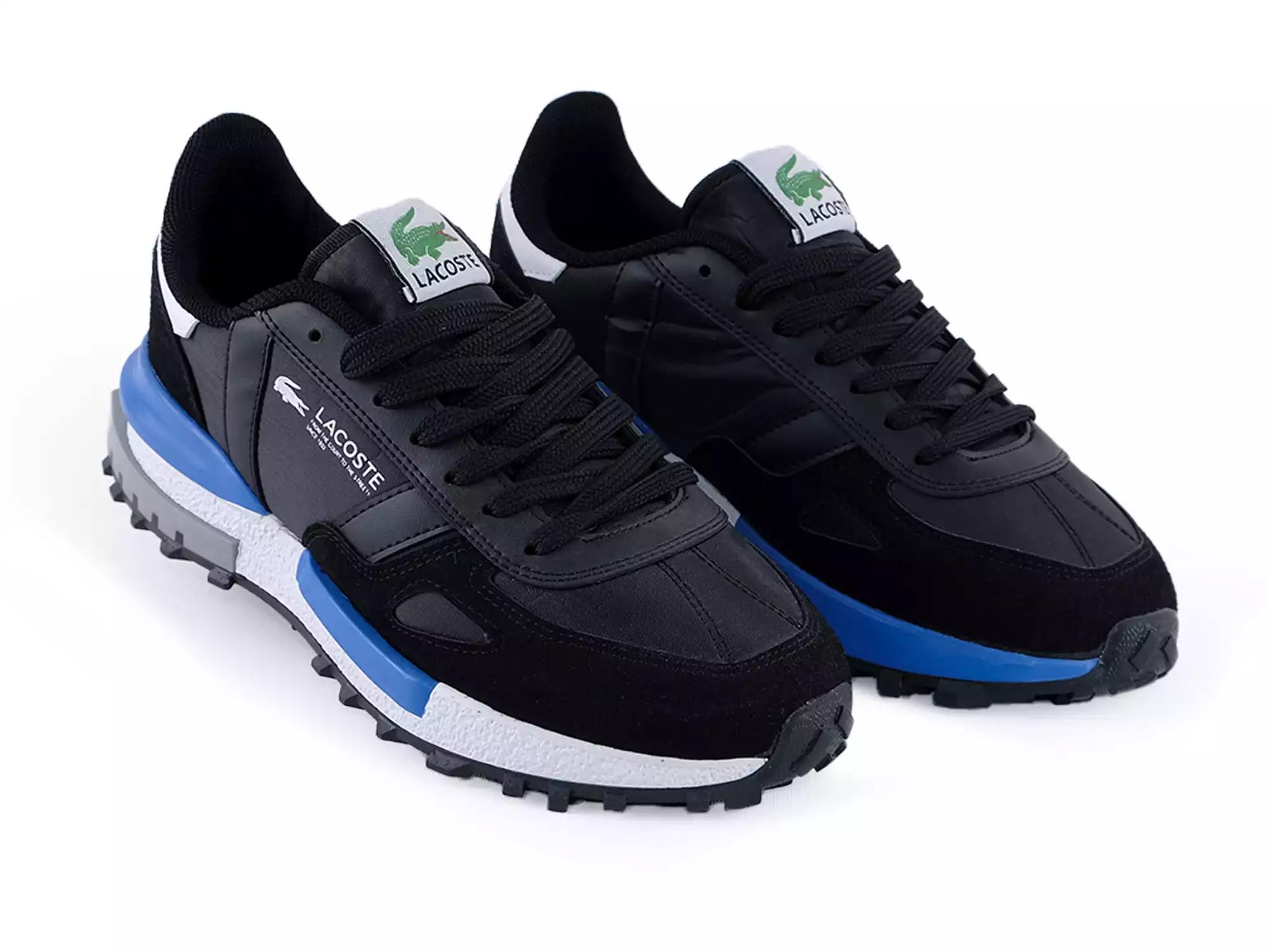 LACOSTE SİYAH BEYAZ MAVİ ERKEK SPOR AYAKKABI